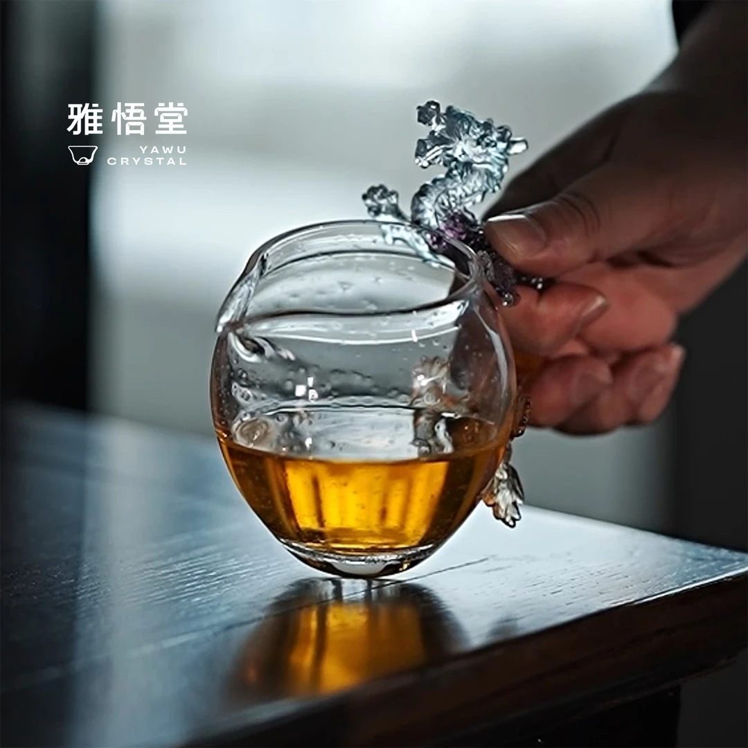 雅悟堂润泽国潮琉璃龙公道杯气泡透明款月光下流转的东方美学茶具