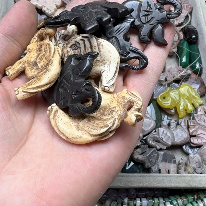 合金玛瑙/玉髓珠宝半成品7个牛骨吊坠