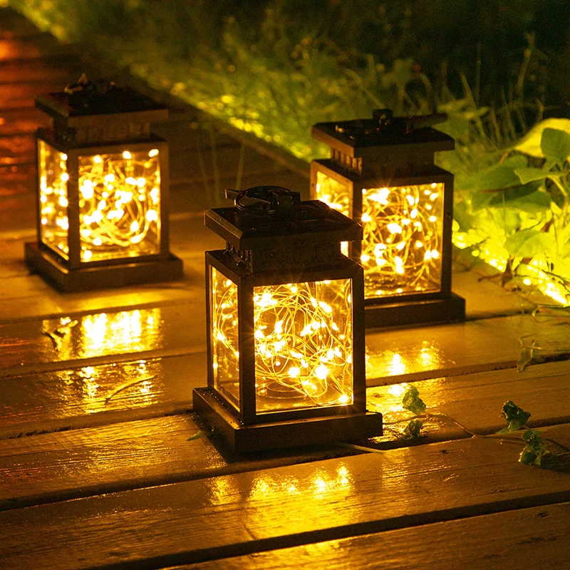 复古太阳能蜡烛灯宫灯户外庭院灯照明装饰灯led串灯氛围灯小灯珠