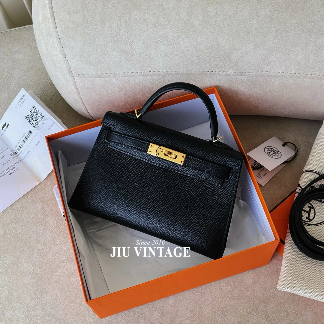 99新 Hermes/爱马仕 黑金kelly二代B刻盒子防尘袋BJM2-7918
