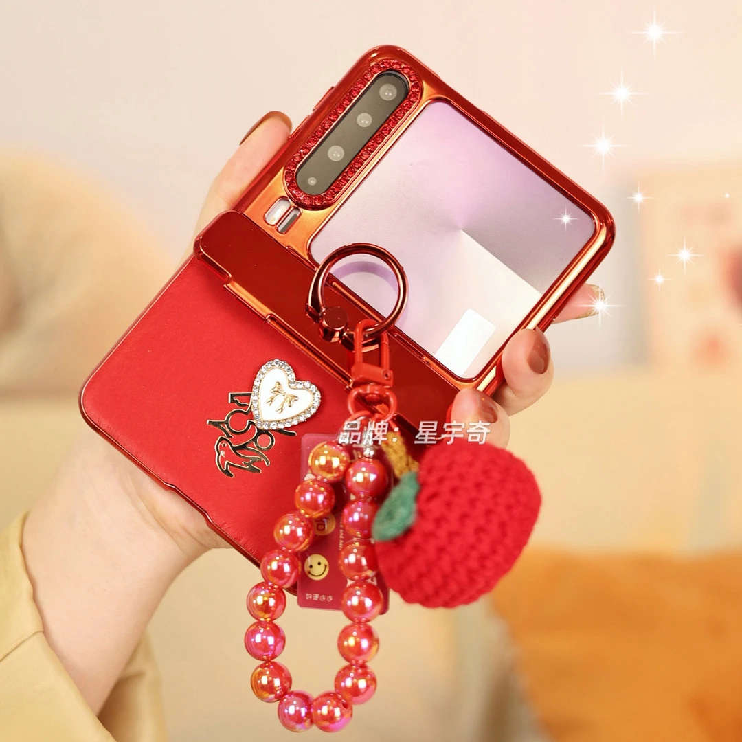 马年新年适用华为Purax手机壳红色折叠防摔典藏版女款指环钢化膜