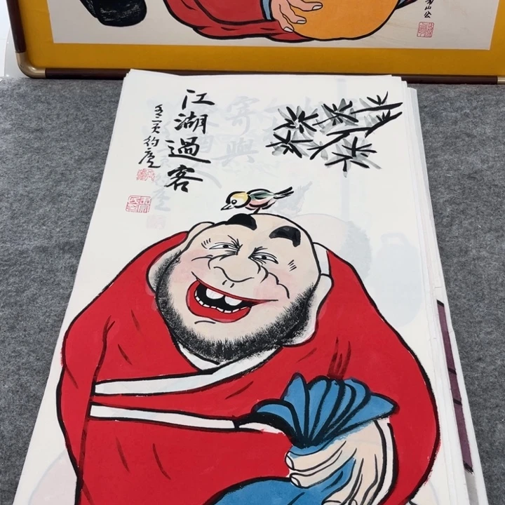 国画手绘禅意画一物一拍