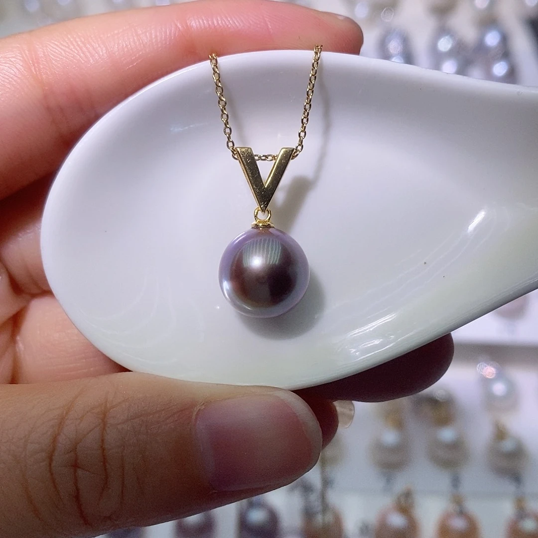 淡水珍珠吊坠(赠链)银S925镶嵌尺寸11/12毫米