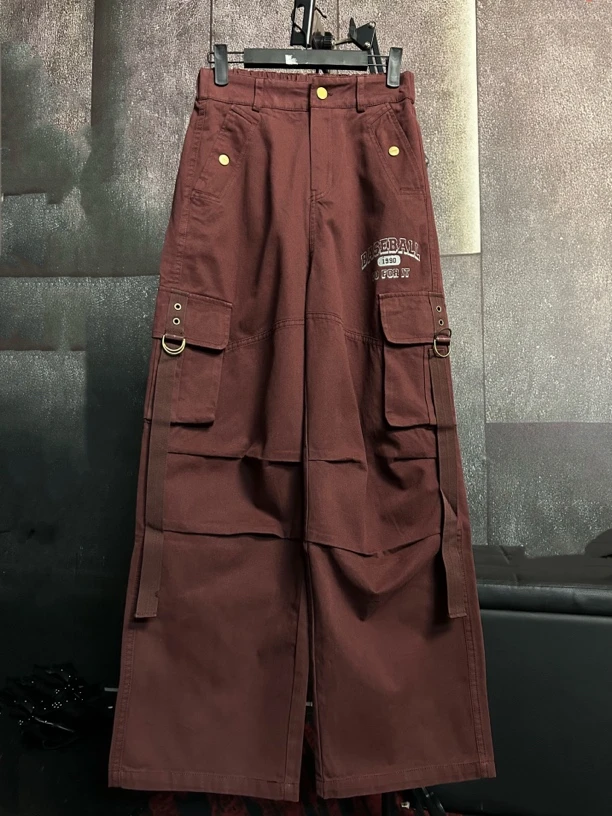 工资裤 酒红立体