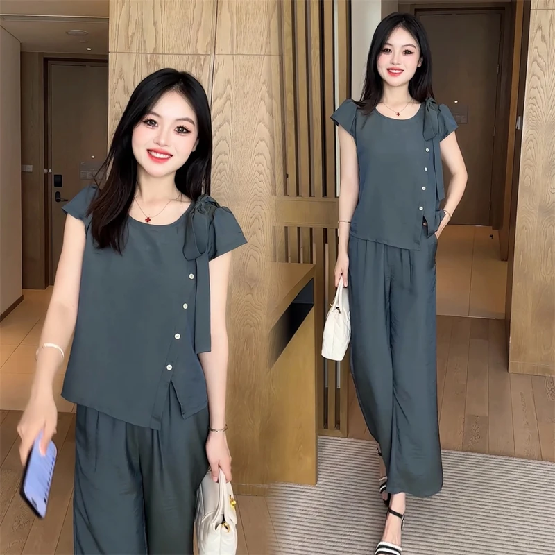 【赠运费险】显瘦气质时尚休闲夏季宽松短袖套装洋气薄款减龄韩版