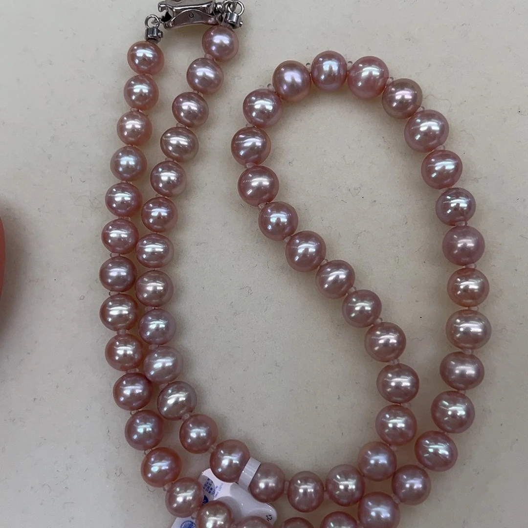 颈饰银S925镶嵌淡水珍珠7-8无核