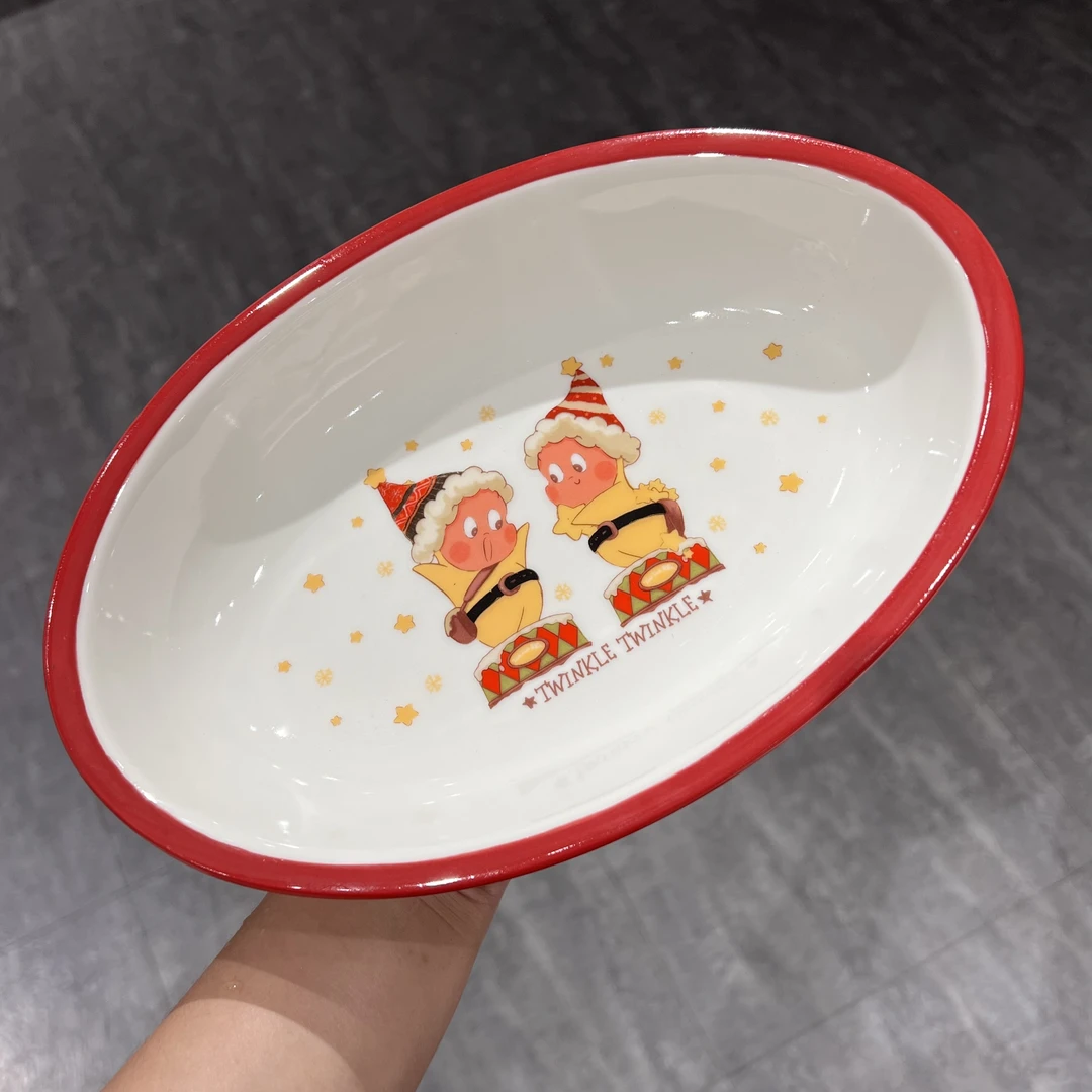 【ZY】星星人联名款盘子圣诞陶瓷高颜值餐具可爱10寸椭圆盘子