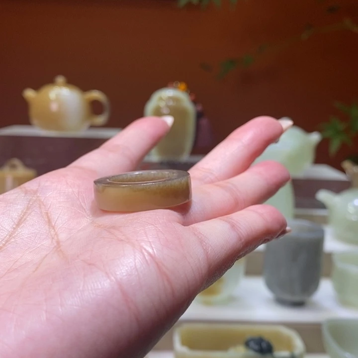 未镶嵌和田玉摆件巧克力糖戒环19.7mm