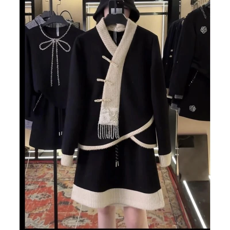 【宠粉价】（加绒）轻奢时尚气质休闲套装国风镶钻卫衣裙NH-Q0865