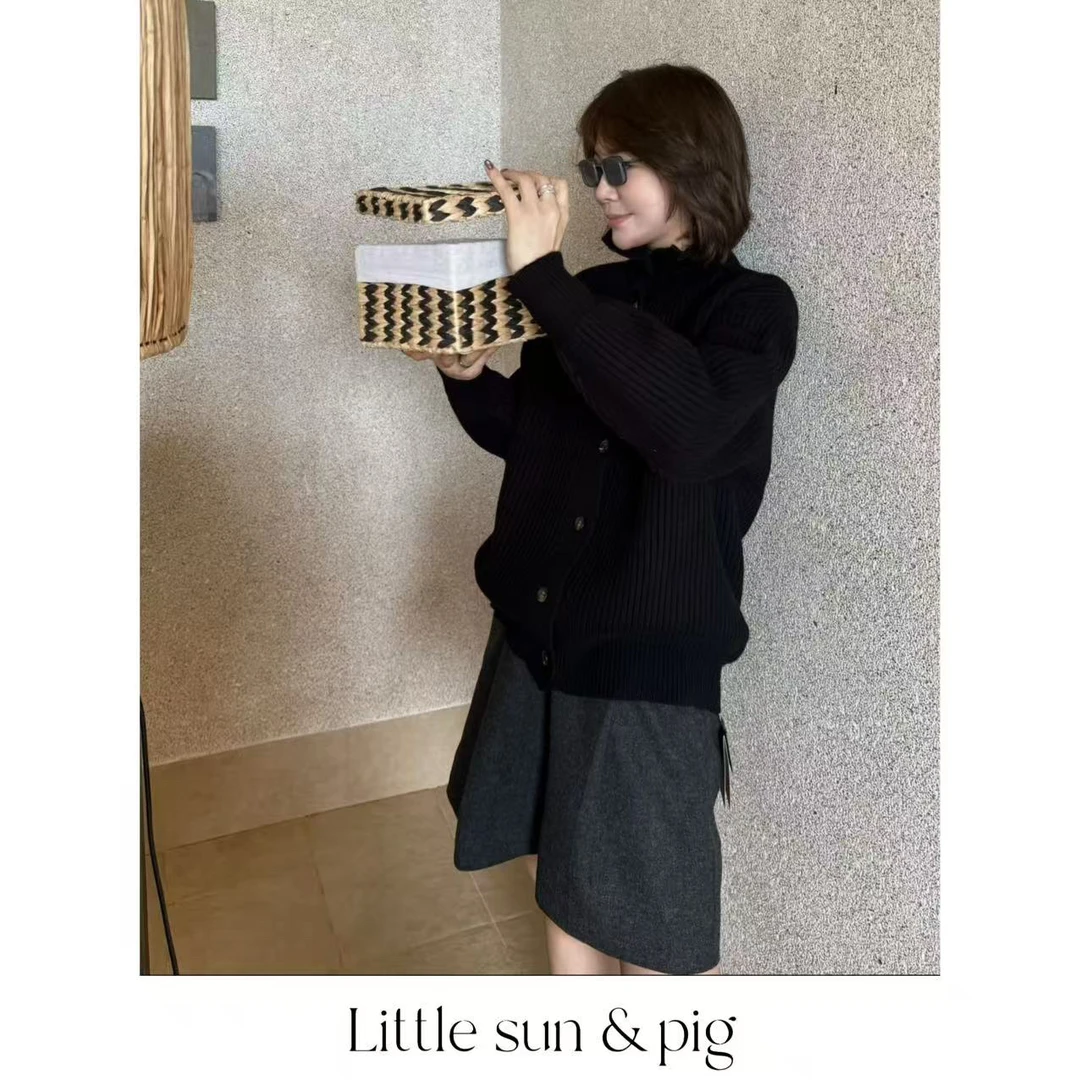 设计师家日系极简风针织开衫 no退no换