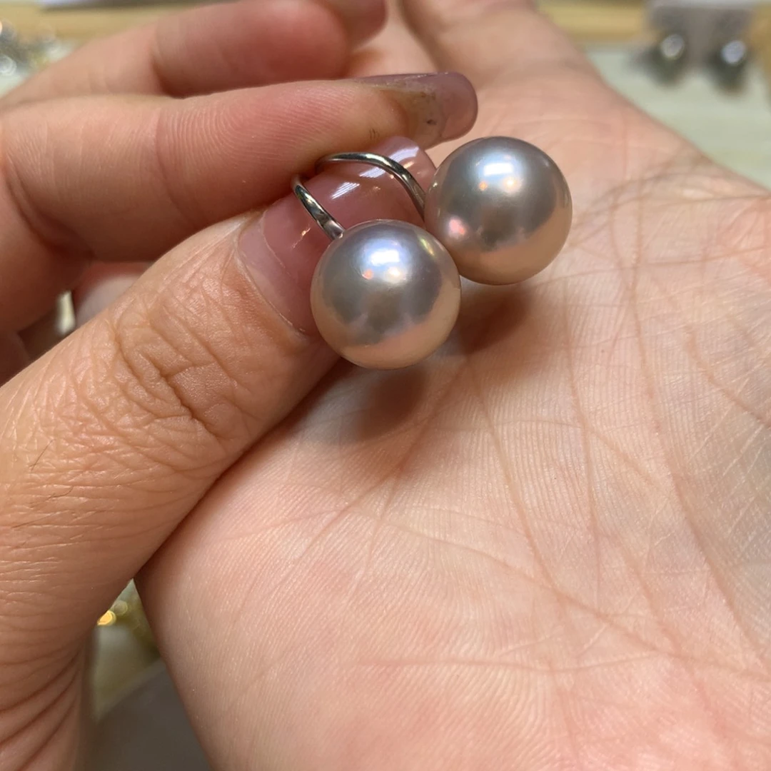 淡水珍珠耳饰银S925镶嵌