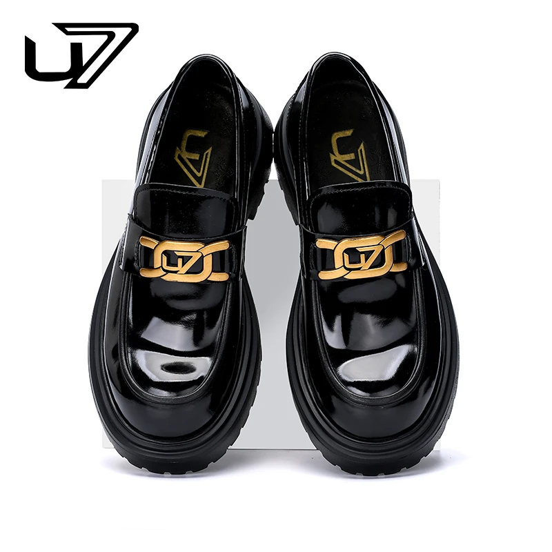 U7品牌男鞋 开边珠牛皮 时尚百搭高端舒适男士轻奢商务休闲皮鞋