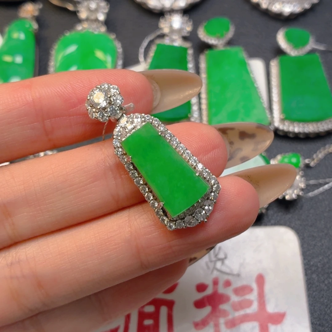 翡翠银S925镶嵌吊坠(不含链)