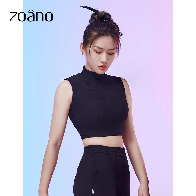 ZOANO/佐纳瑜伽运动短上衣女立领无袖高弹修身显瘦速干背心212039