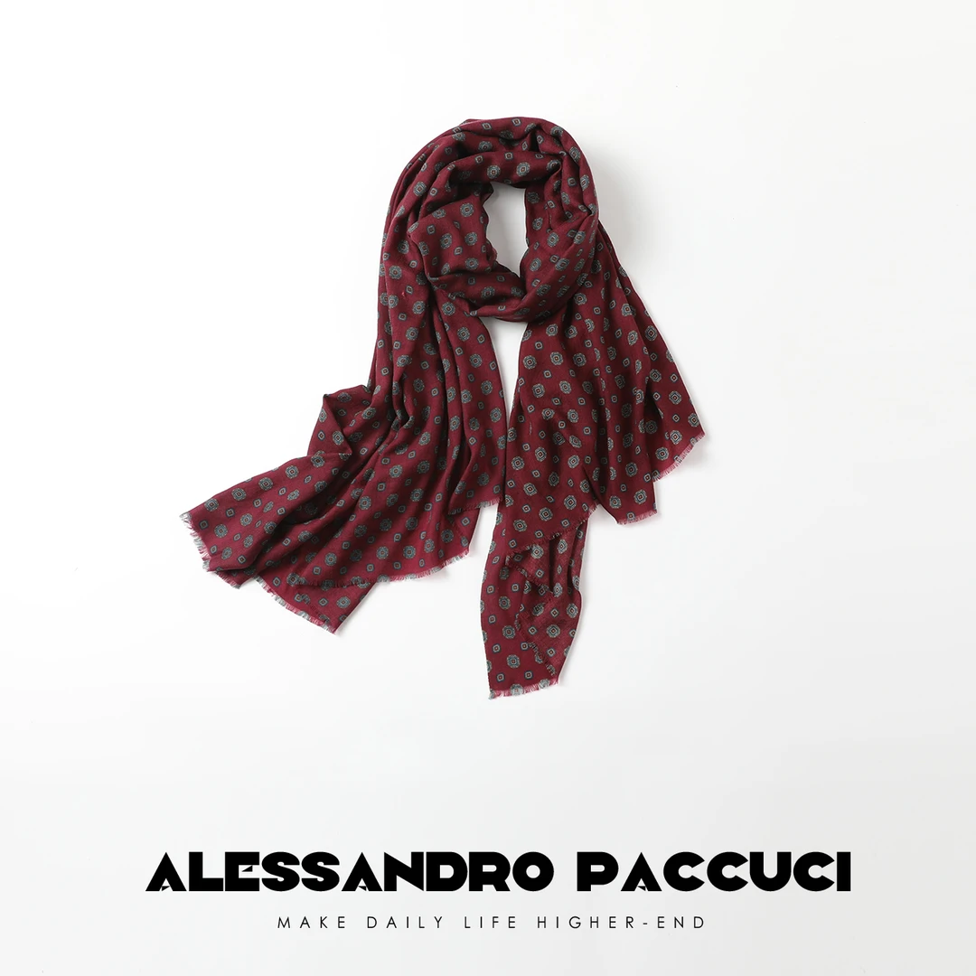 AP洛哥43018AS 高支100羊毛英伦风花纹柔软舒适时尚百搭围巾