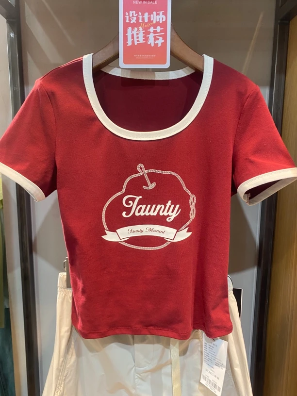 短袖纯色常规常规款休闲风T恤夏季显瘦短款套装小众韩版