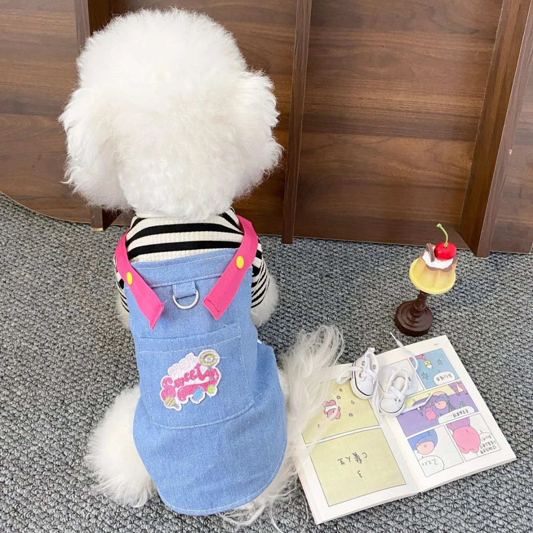 宠物衣服春夏季薄款牛仔吊带服装小型犬防掉毛狗狗比熊博美吊带衣