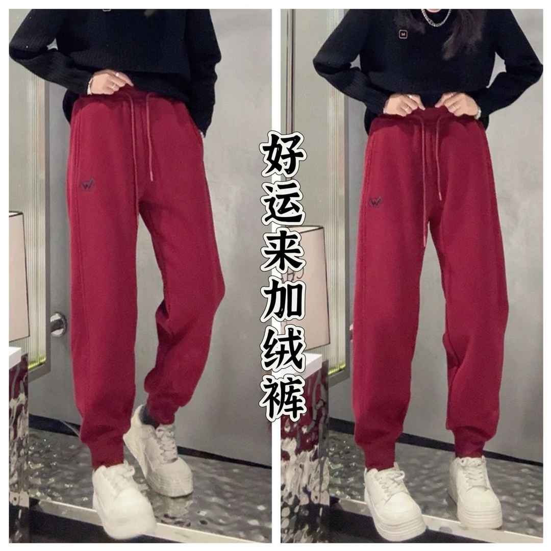 【寒泽自制】欧洲站“好运来”加绒卫裤60323