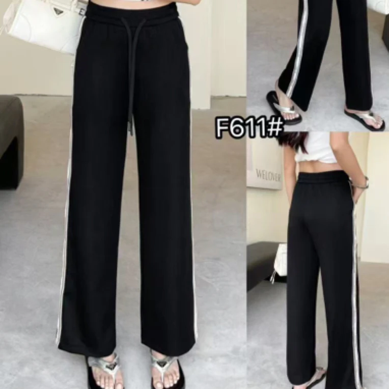 夏季新款薄料透气窄版女装阔腿裤611