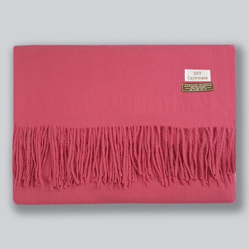 秋冬季仿羊绒围巾纯色加厚披肩保暖流苏 女士羊绒围巾