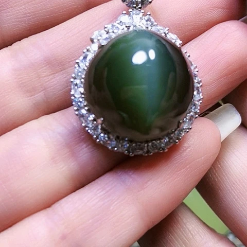 和田玉银S925镶嵌挂件