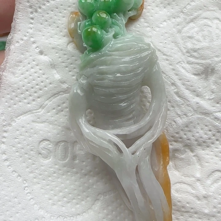 翡翠颈饰未镶嵌人参