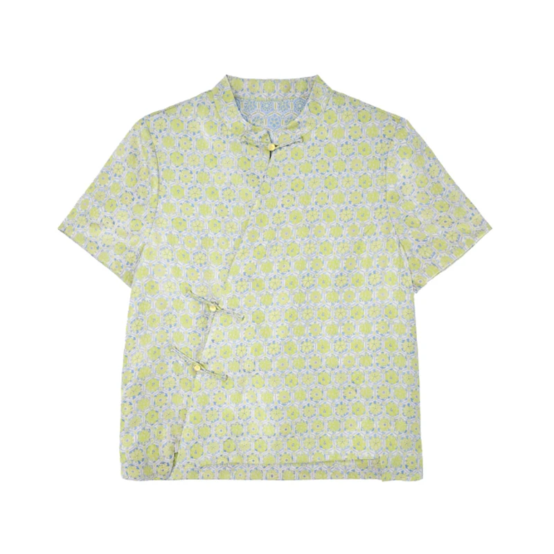 桑蚕丝异色罗新中式夏季中国风国风女装SLS25SS53上衣立领衬衫