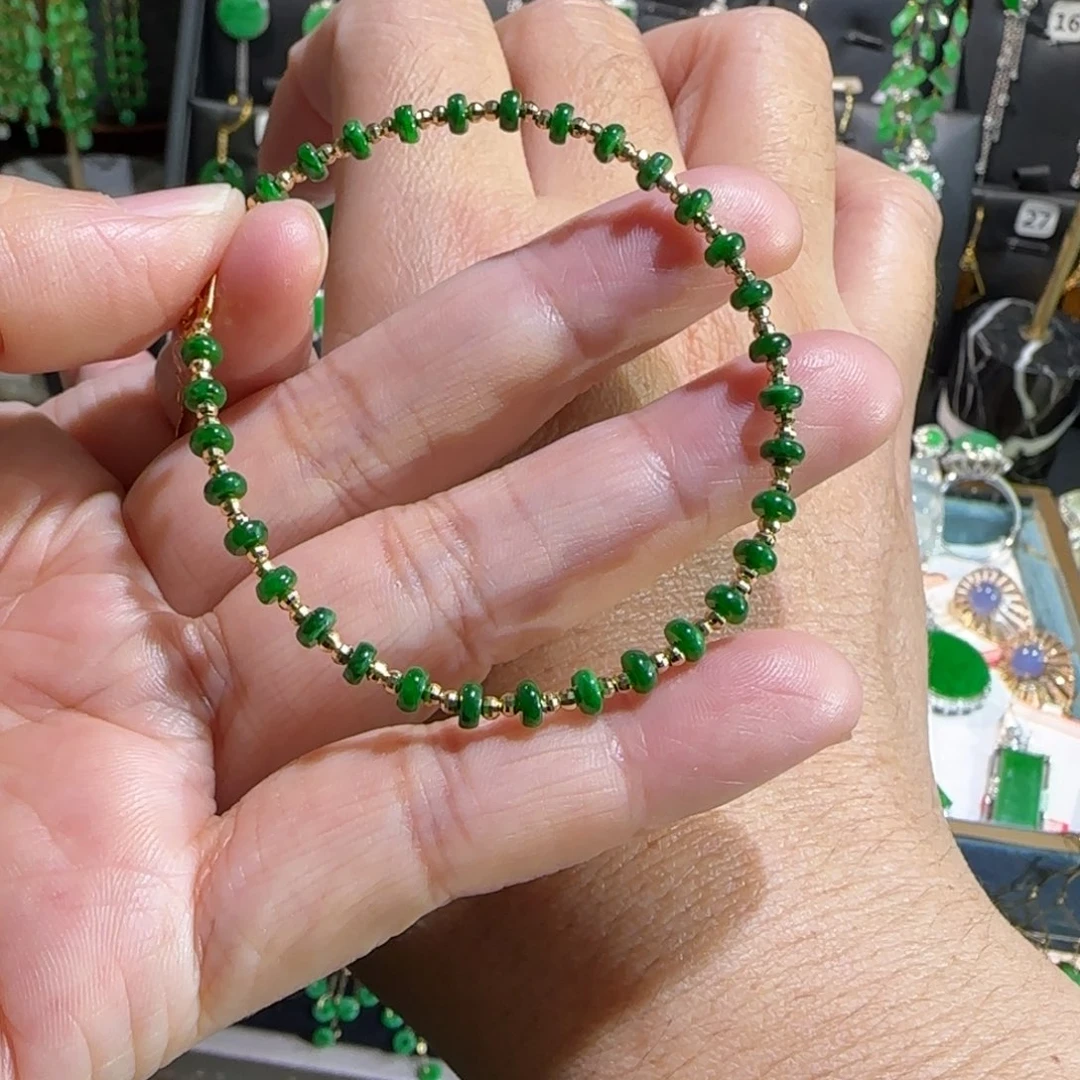 翡翠18K金镶嵌颈饰手链
