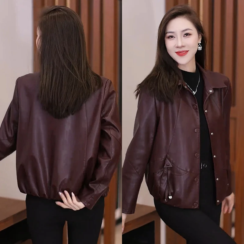 时尚高级感PU皮衣短外套女2025秋季新款休闲洋气宽松百搭显瘦上衣