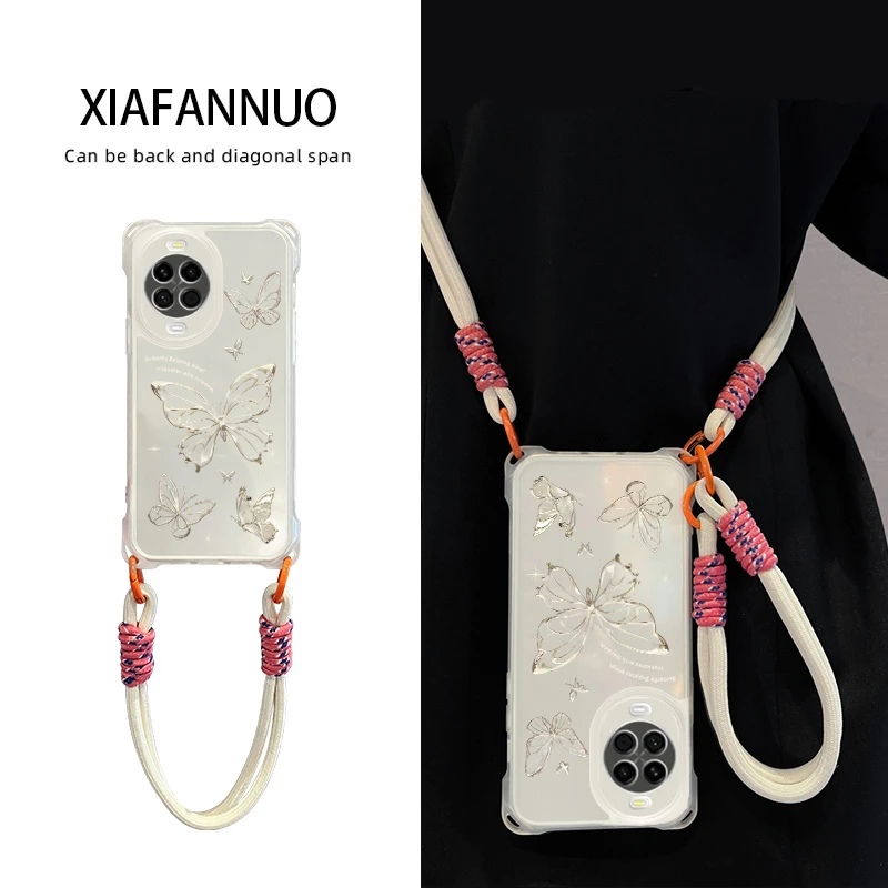 蝴蝶适用华为nova14手机壳新款ultra四角挂绳13pro防摔12活力版女