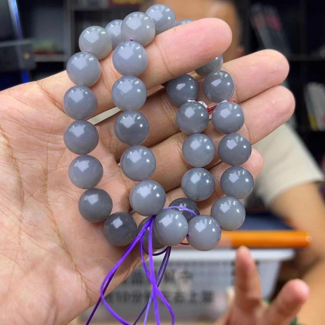 手串未镶嵌和田玉纯天然青海料烟紫卡12多样性发其一