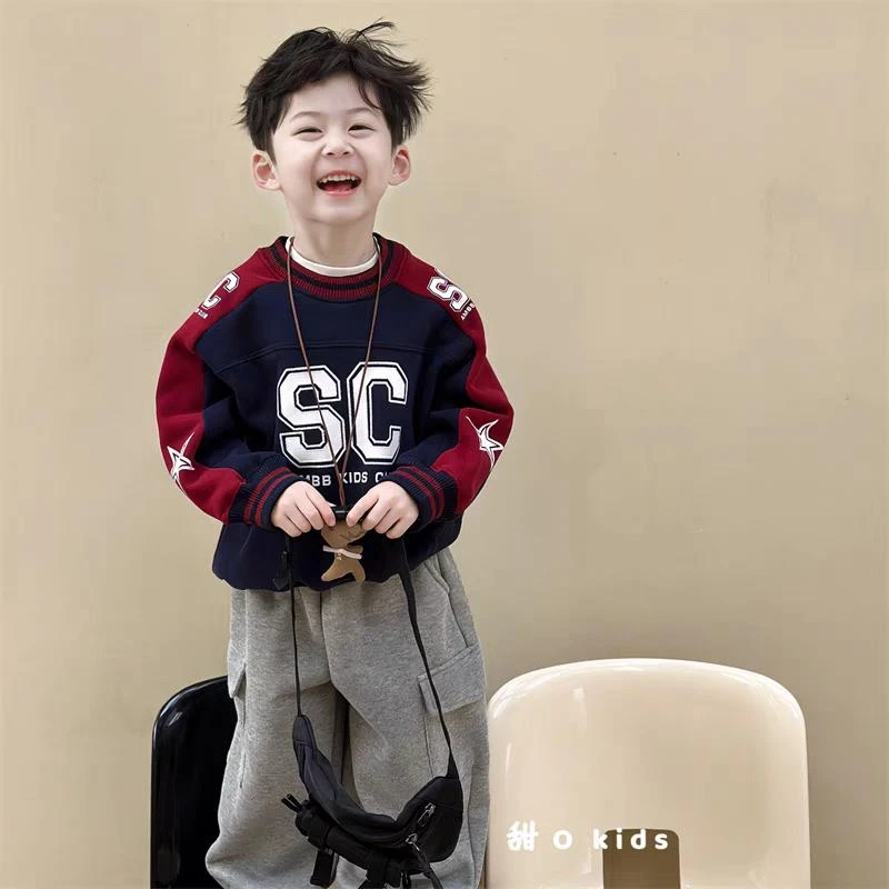 韩国童装男童春季韩版套装儿童潮范日系痞帅卫衣小童洋气款打底衫