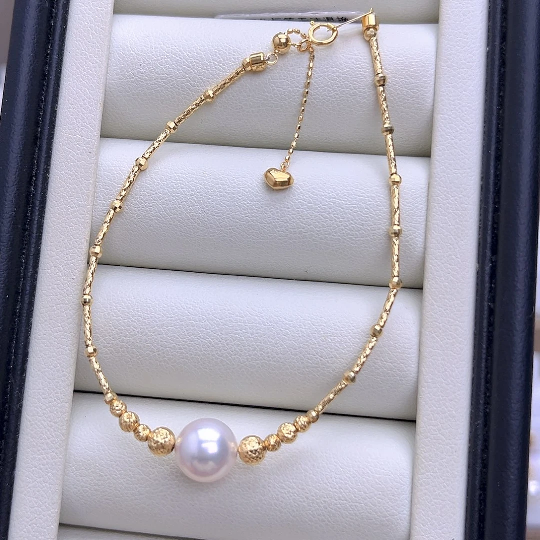 海水珍珠手链18K金镶嵌