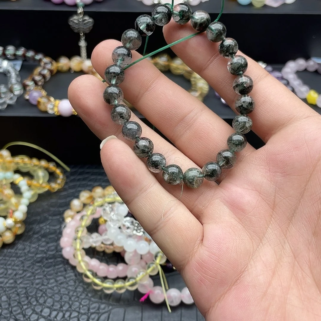 水晶手链未镶嵌绿幽灵素圈1