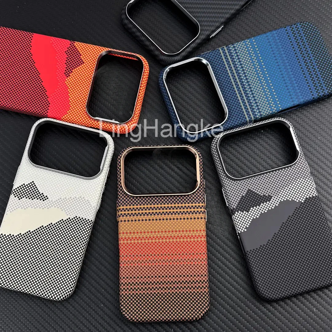 磁吸仿凯夫拉纹理适用iPhone17ProMax手机壳16PRO潮牌复古17/16硬