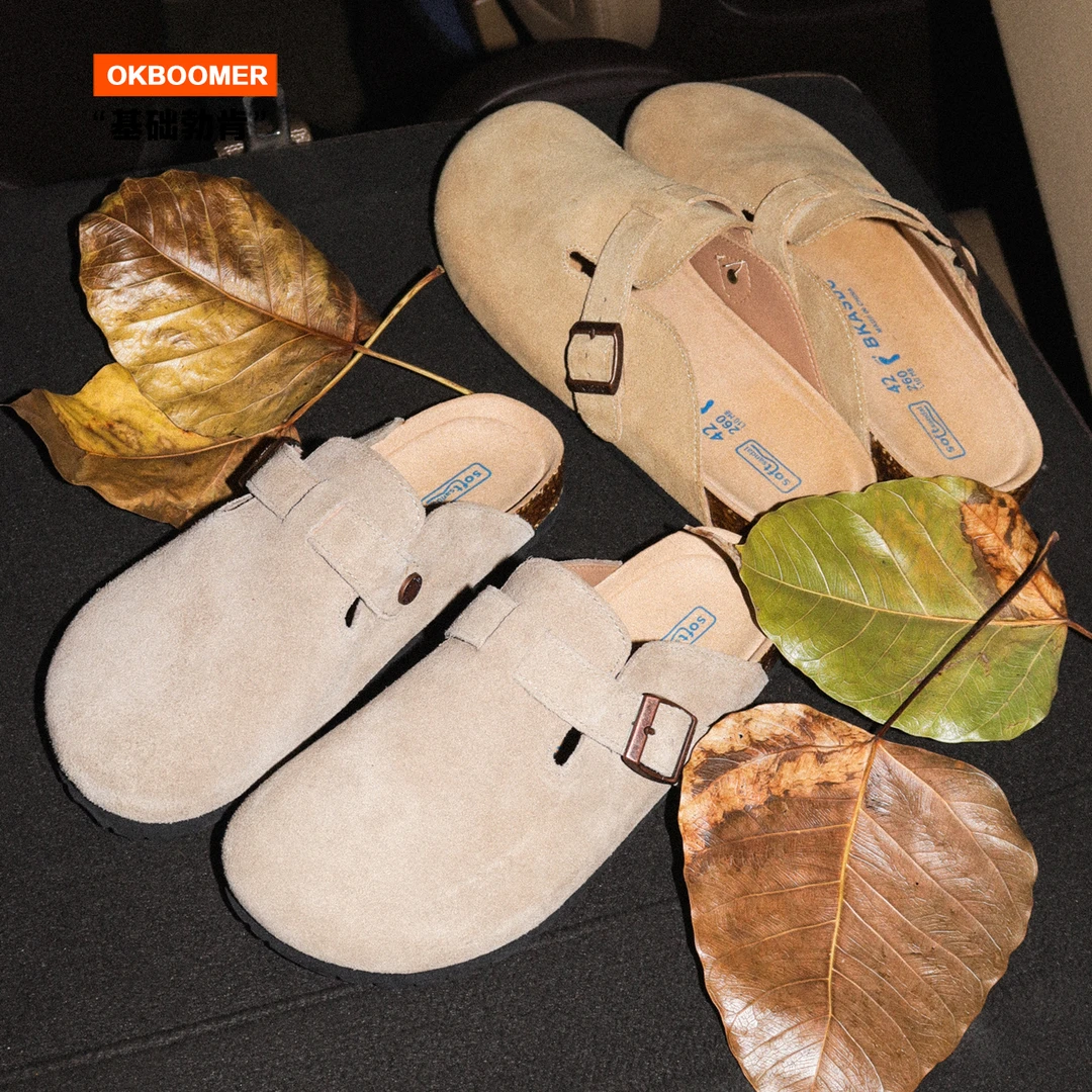 OKBOOMER基础款勃肯包头拖2025秋季新款外穿防滑软木懒人凉拖鞋女