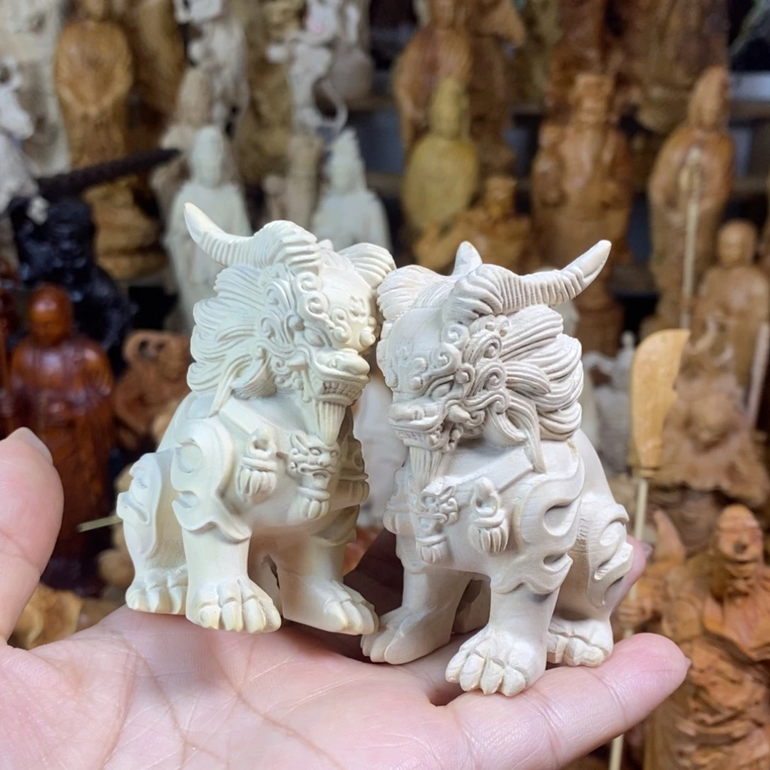 木黄杨木7高麒麟一对