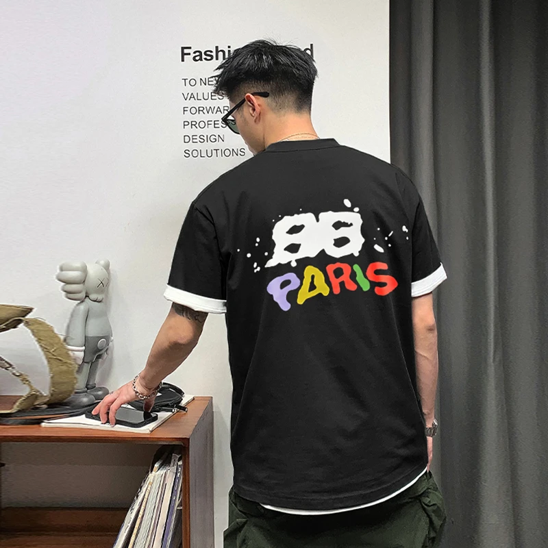 【楹总专属-涂鸦字母】T2036夏季新款时尚设计师潮流休闲百搭T恤