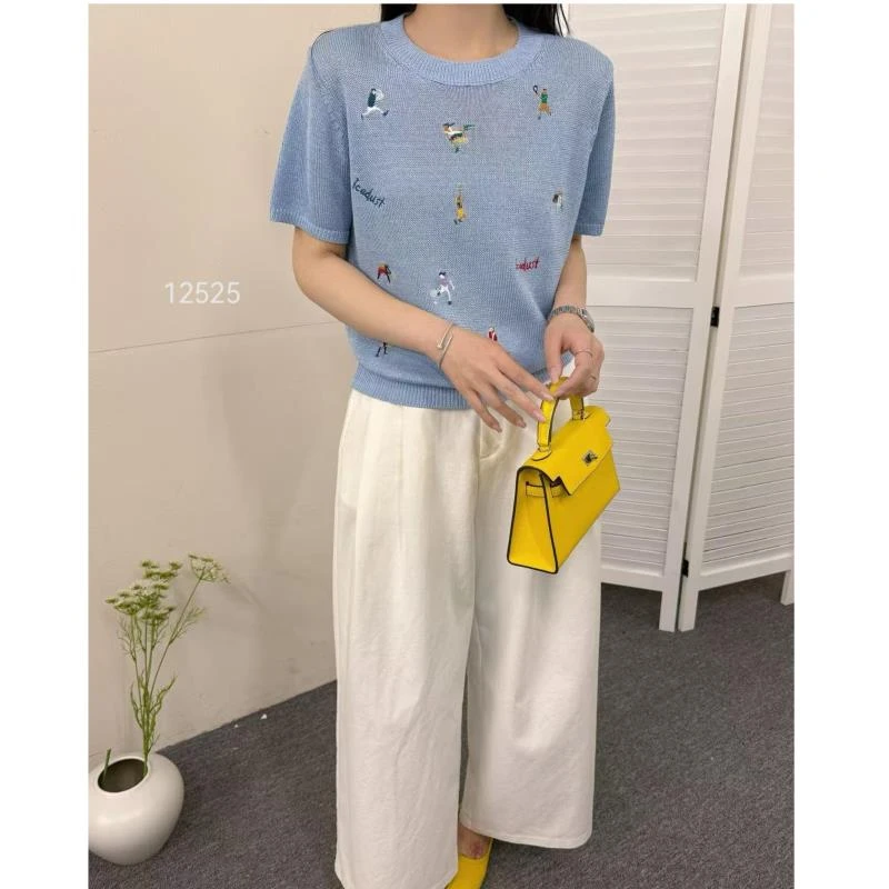 12525（部分无水洗唛，介意慎拍）WANGDAN新款人物刺绣短袖