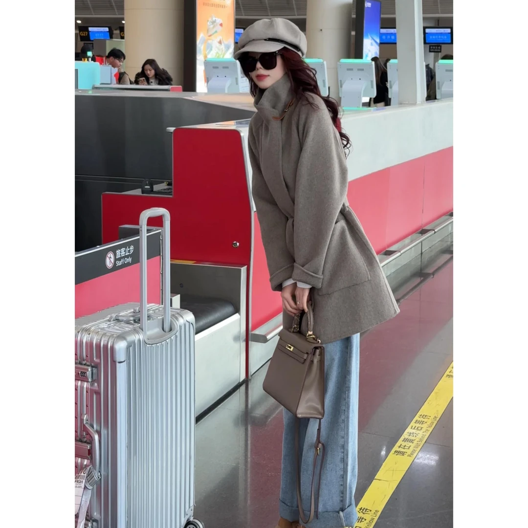 【往后余生】新款自由领2025秋季羊毛中长款大衣女宽松气质毛呢外套