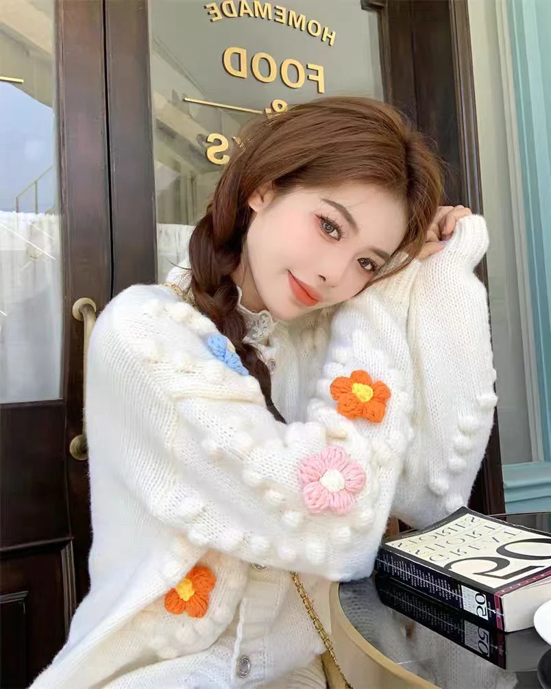 251-300（需直播间实时下单）秋冬慵懒风软糯复古针织毛衣开衫