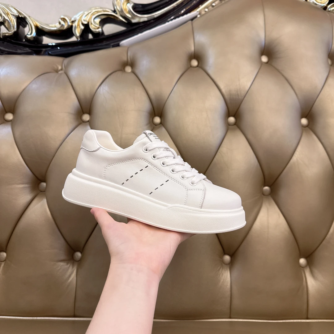 鸳鸯配色小白鞋头层牛皮女透气百搭休闲板鞋软轻弹潮鞋