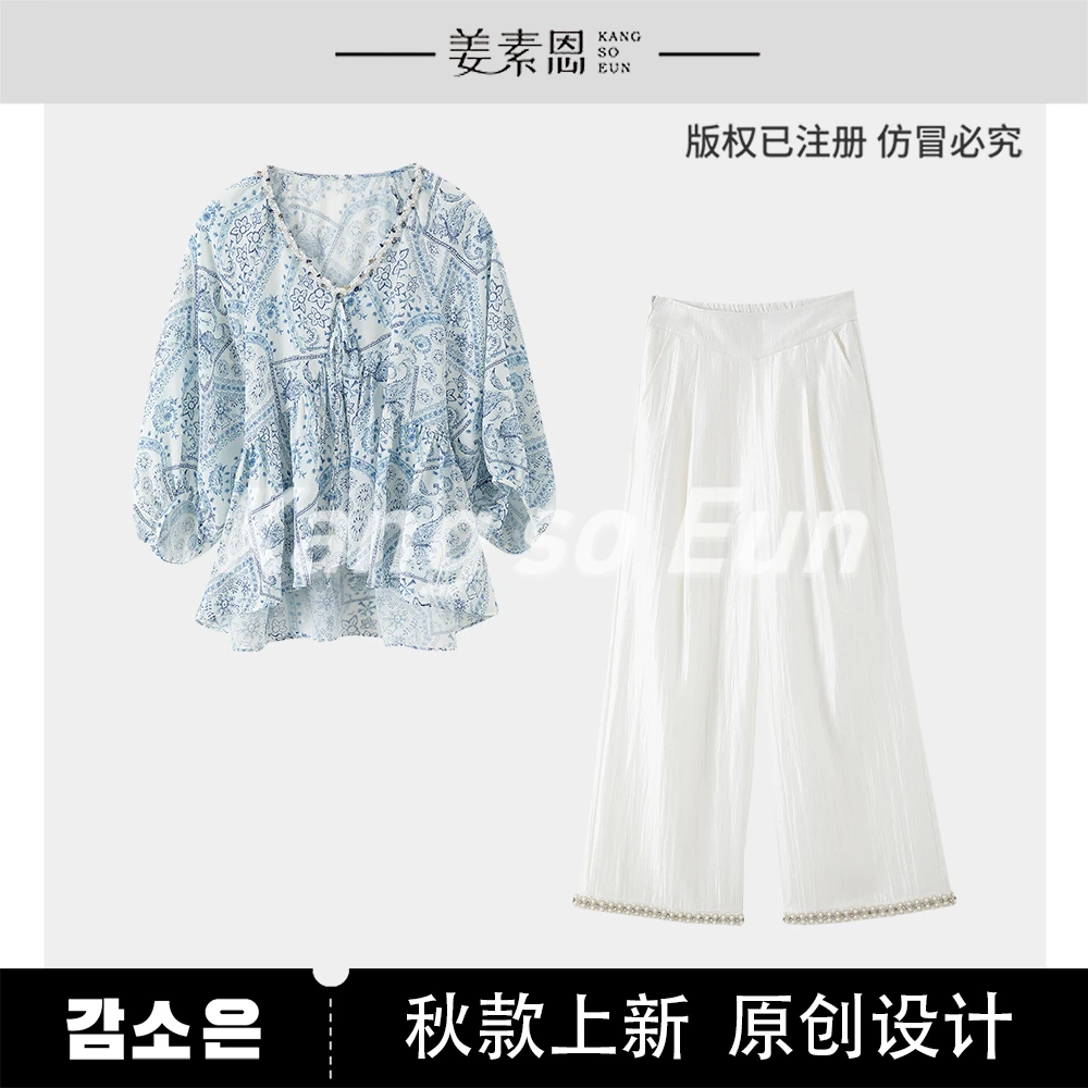 【小铃铛】【月下漫舞】海岛风衬衫设计感上衣长裤套装GY53072081