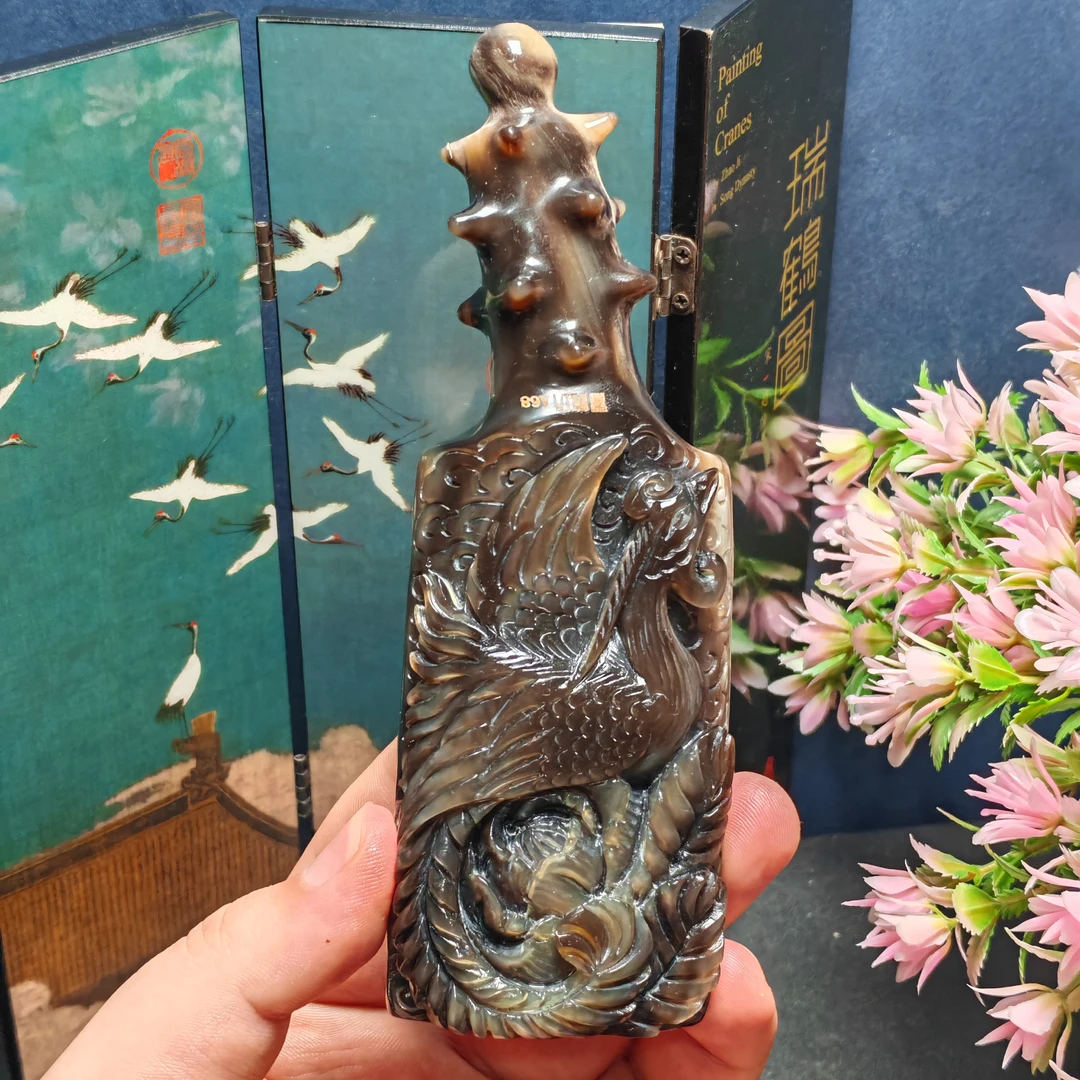 板娘专享 白水牛角黑金刚精雕经络刷-349