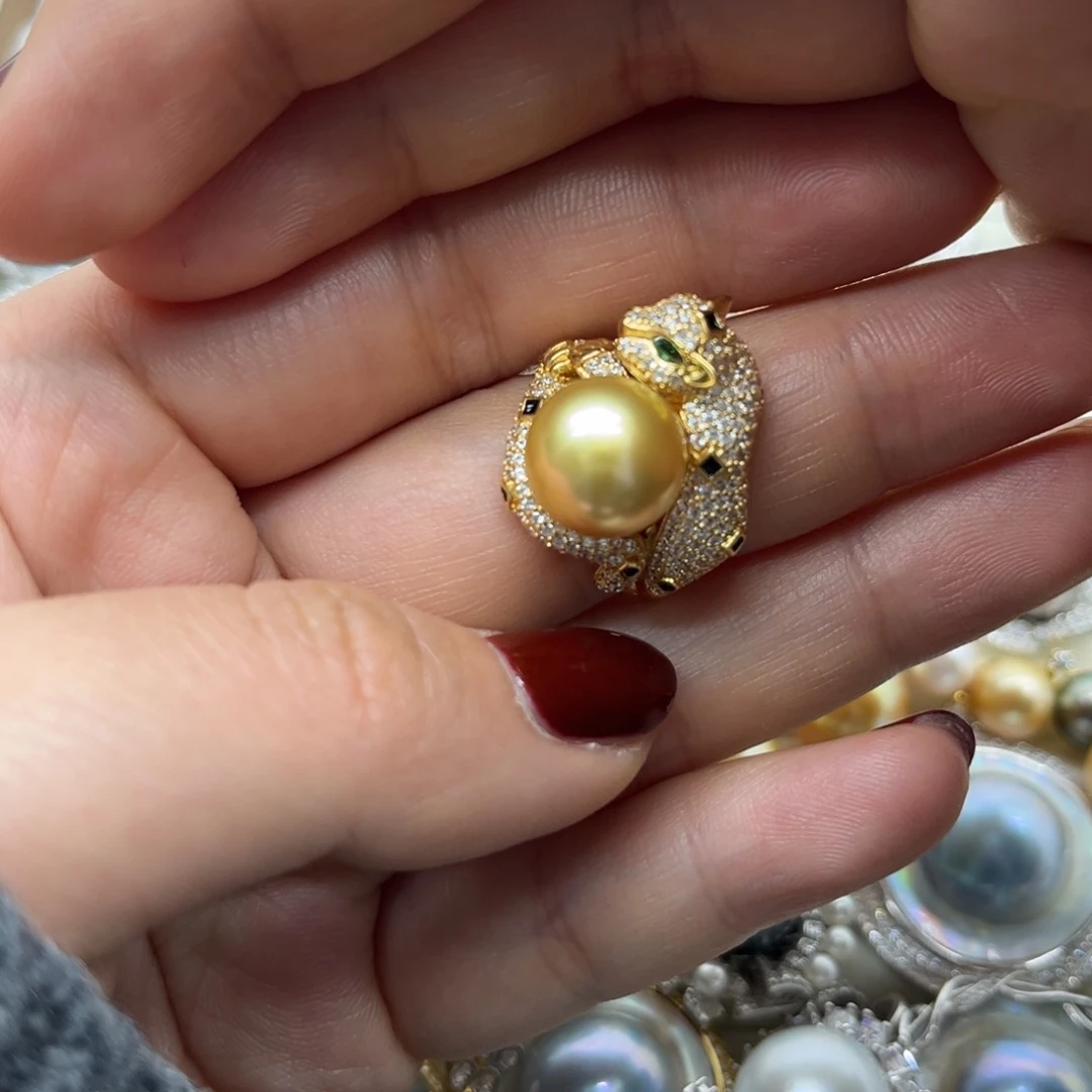 海水珍珠戒指银S925镶嵌