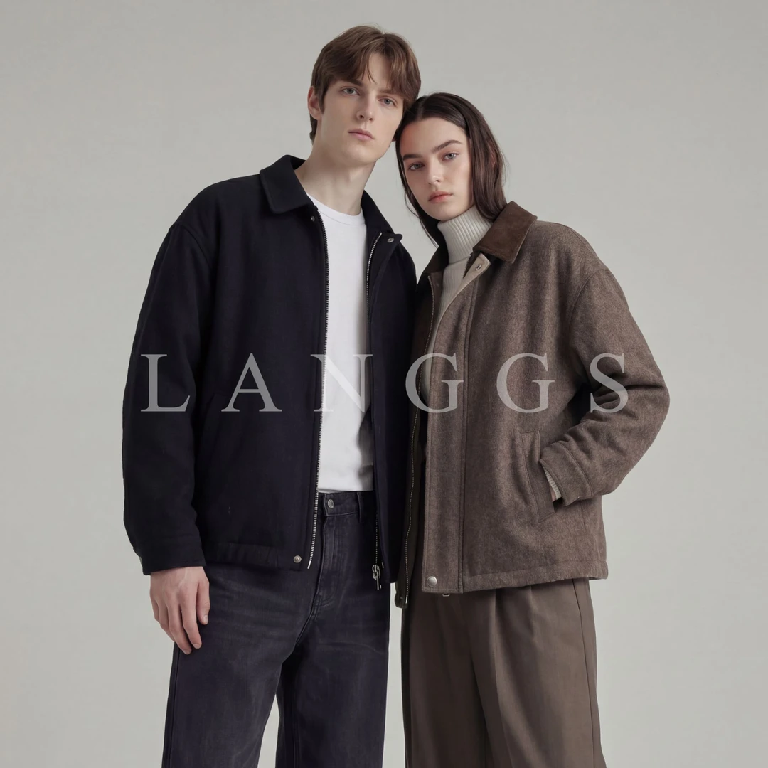 LANGGS&浪叔 25冬季羊毛混纺双面毛呢短版夹克外套-DY07