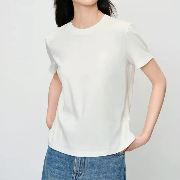 圆领宽松含羊毛简约T恤5320B