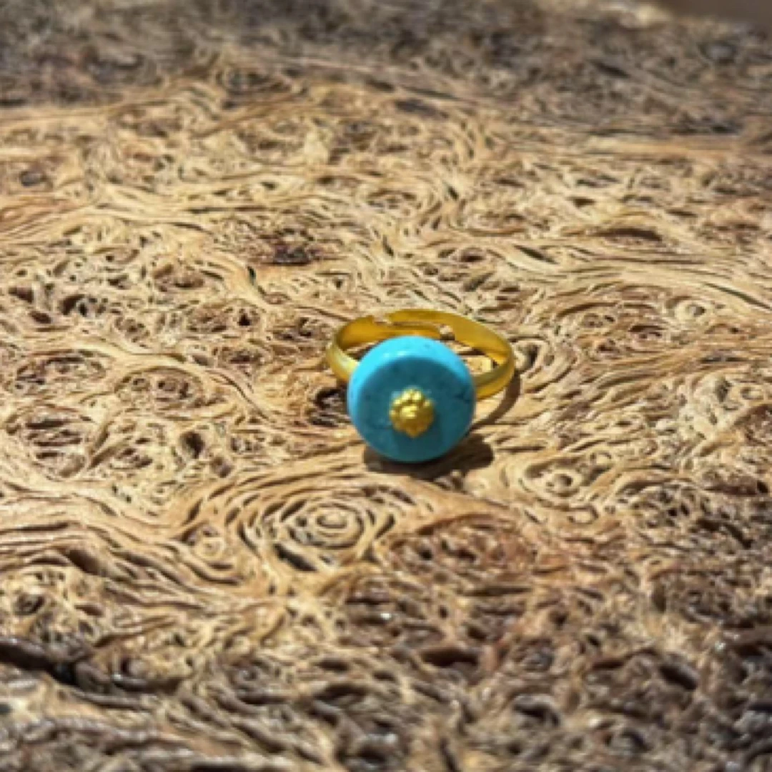 铜合金莫桑石戒指 01号戒指（蓝色圆形）