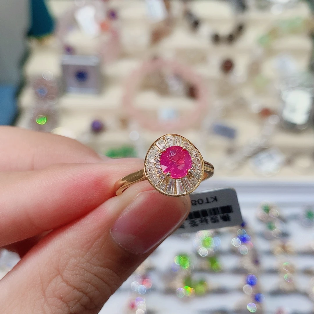戒指戒指尖晶石银S925镶嵌