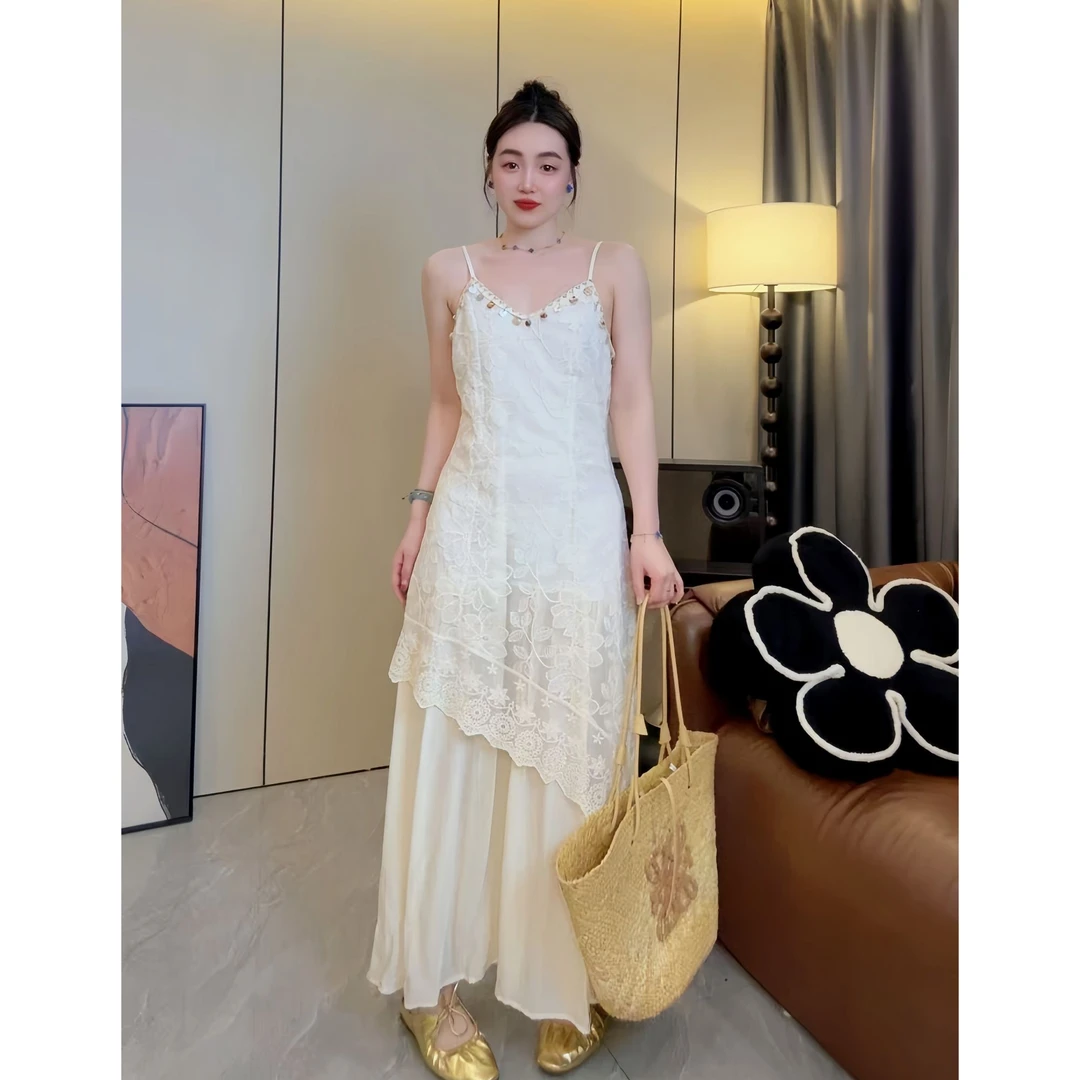 韩系名族风 夏日炎炎性感气质款女神吊带连衣裙【白富美】PM5569000